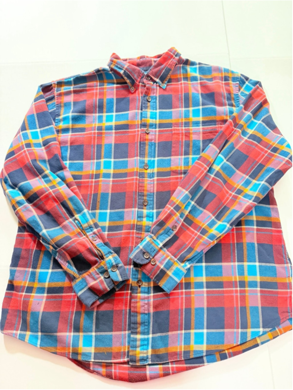 Lands End Blue and red flannel shirt sz XL #fall #hiking #outdoors